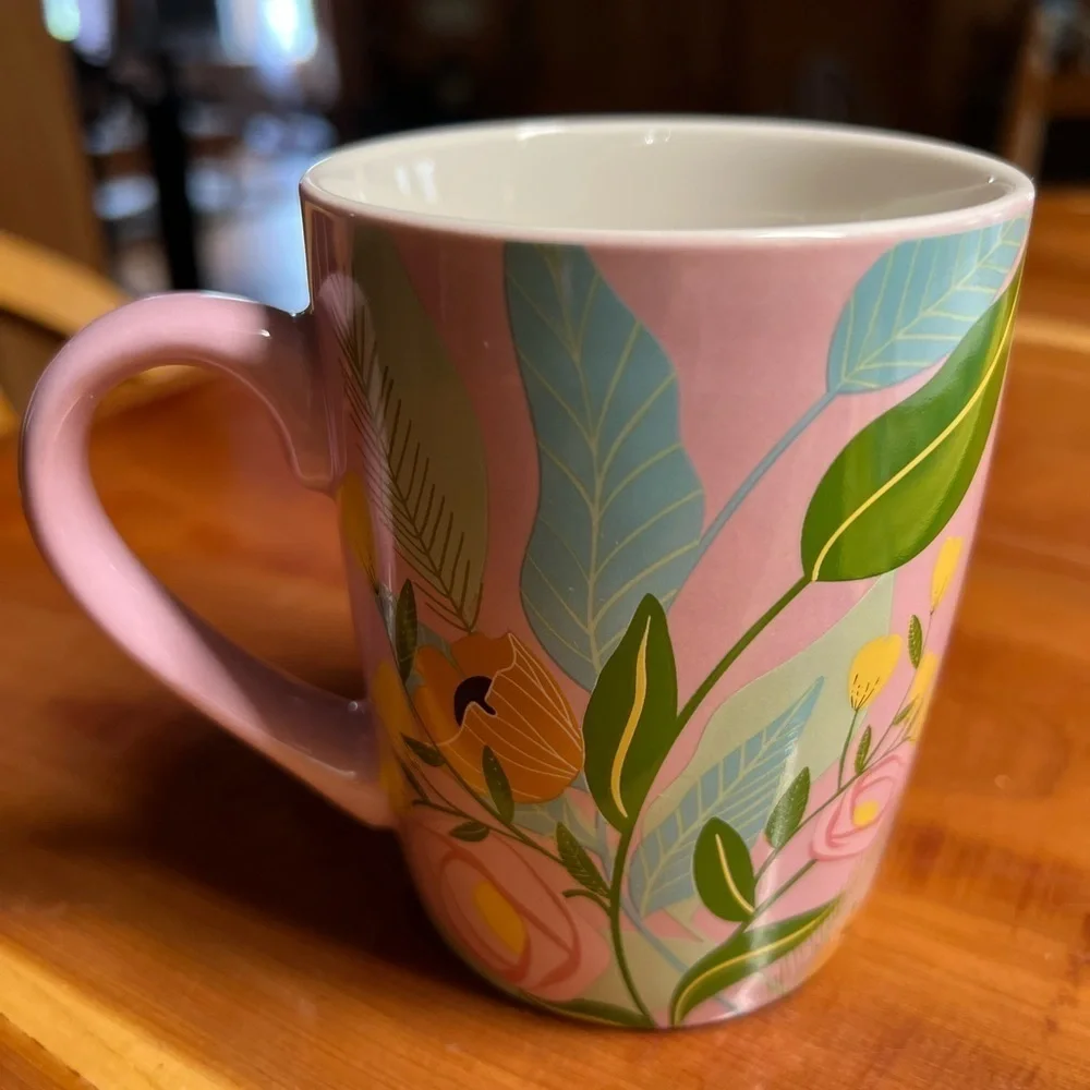 2020 Starbucks Floral Pink Coffee Mug Cup